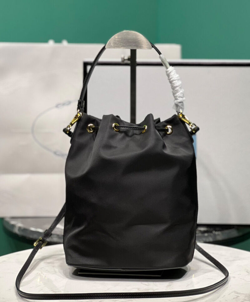 Prada Re-Nylon And Brushed Leather Bag 1BH038 Black